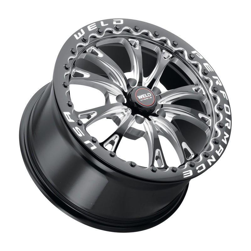 Weld Belmont Beadlock 18x10.5 5x120.65 BP ET65 BS8.25 Gloss Black MIL DIA 78.1 (78.1)
