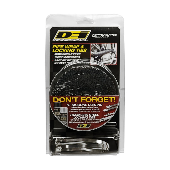 DEI Exhaust Wrap Kit - Pipe Wrap and Locking Tie - Black.