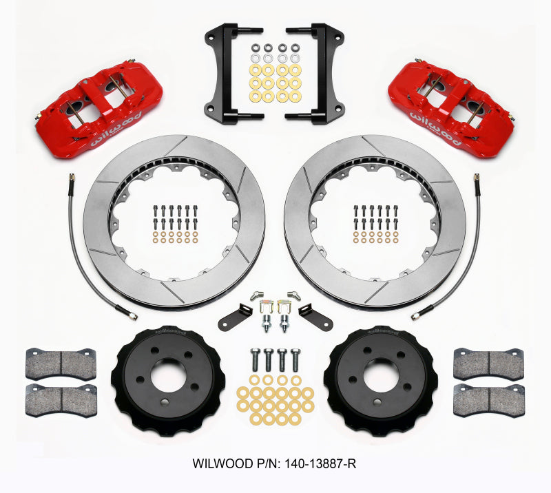 Wilwood AERO6 15.00in Front Big Brake Kit - Ford Mustang 2015-2023 with Lines - Red