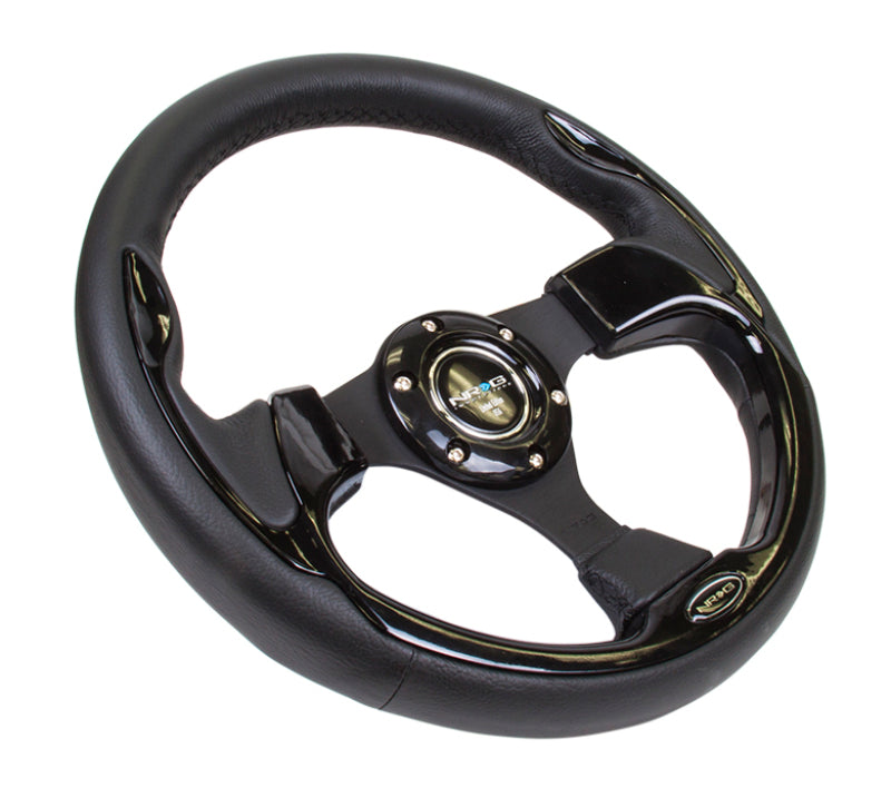 NRG Reinforced Steering Wheel 320mm Black with Gloss Black Trim - OneFastShop