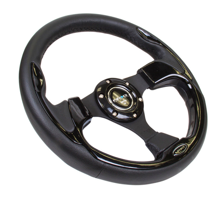 NRG Reinforced Steering Wheel 320mm Black with Gloss Black Trim - OneFastShop