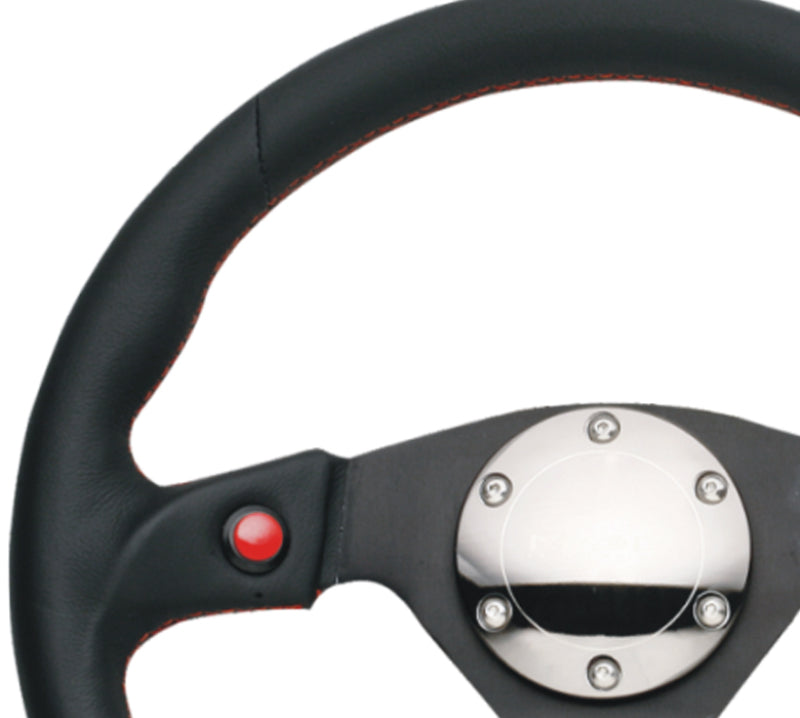 NRG Reinforced Steering Wheel 320mm Black Leather with Dual Buttons
