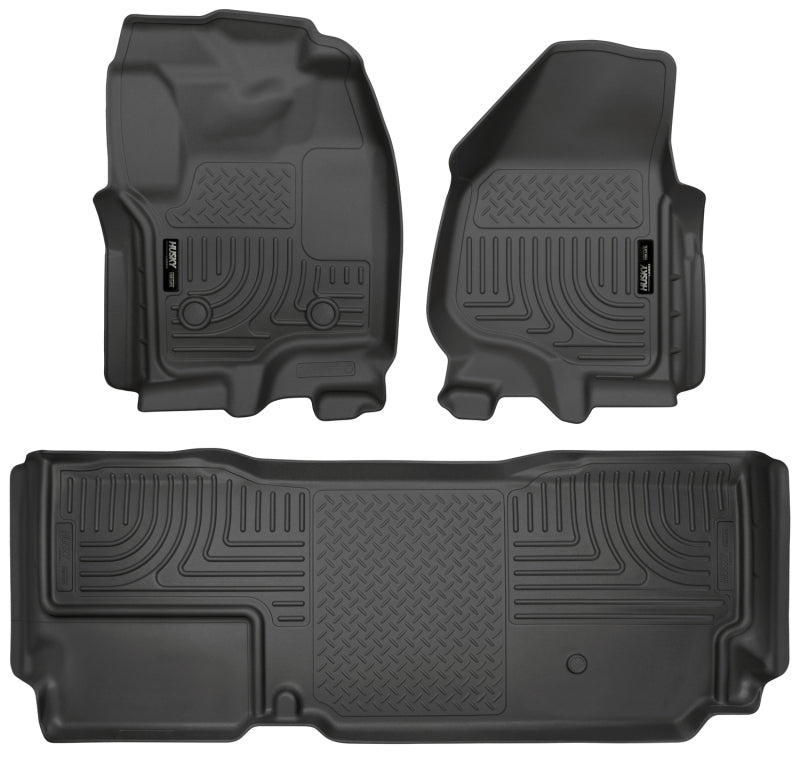 Husky Liners WeatherBeater Combo Floor Liners - Ford F-250/F-350 Super Duty Super Cab (2012-2016), with o Manual Trans Case - Black
