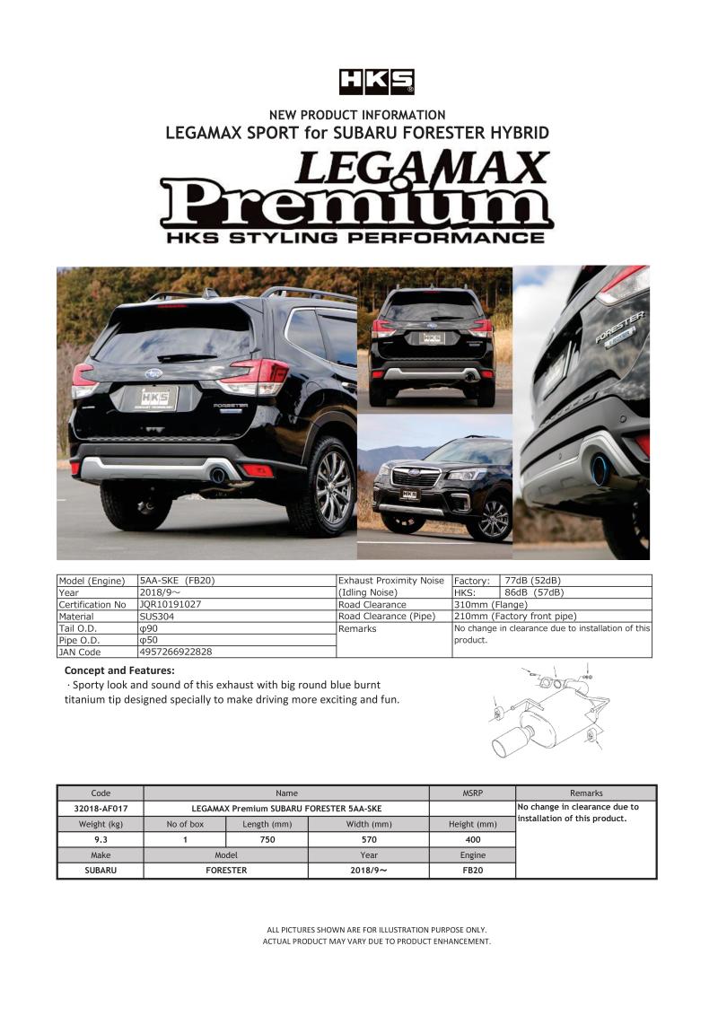 HKS LEGAMAX Premium Exhaust System for Subaru Forester 5AA-SKE