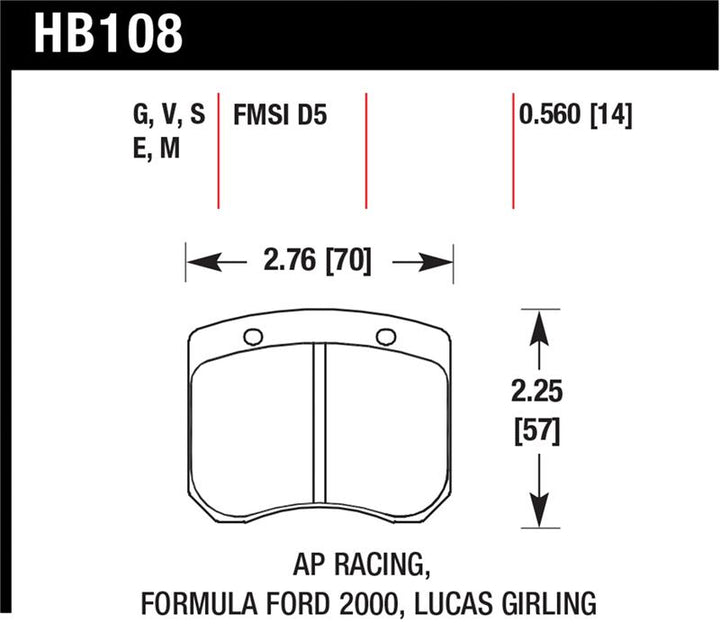Hawk AP Racing 14mm Blue 9012 Race Brake Pads, view 2