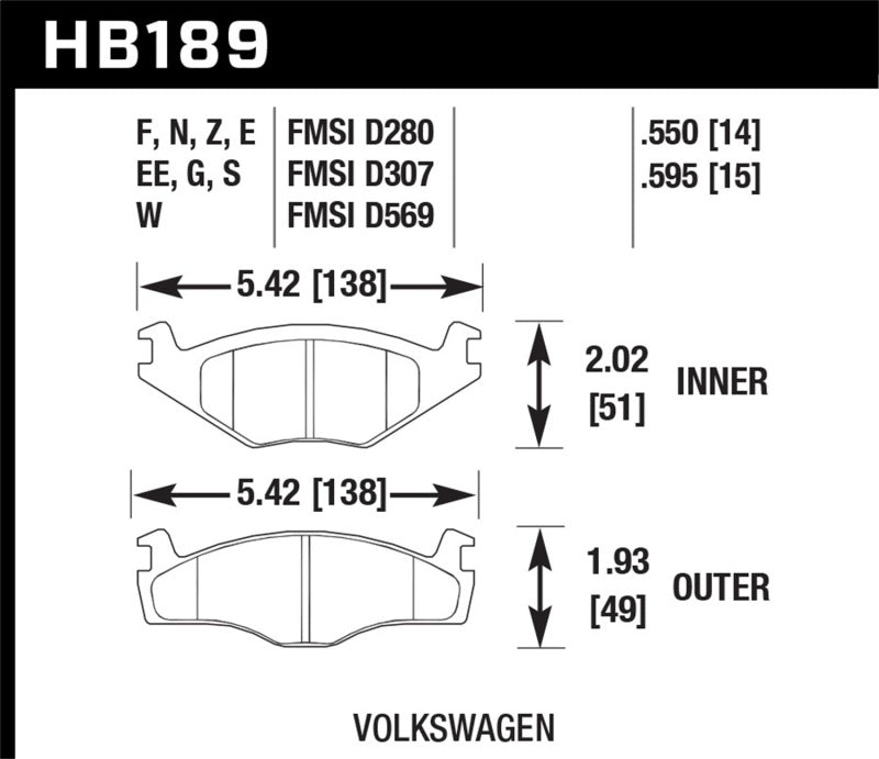 Hawk Blue 9012 Front Brake Pads - Volkswagen 1979-1992
