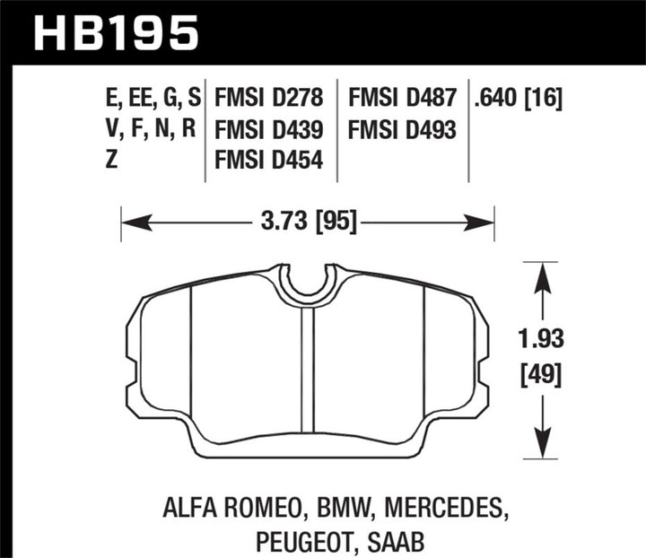 Hawk DTC-60 Front Brake Pads - BMW 325i, Land Rover Range Rover, Mercedes-Benz 190E (1984-2003)