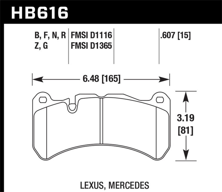Hawk DTC-60 Front Brake Pads - Alfa Romeo Giulia, Mercedes-Benz SLK55 AMG, Volkswagen Eos (2005-2019)