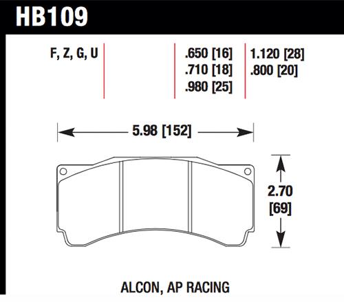 Hawk DTC-60 Race Brake Pads - AP Racing Alcon StopTech CP Series Calipers, view 4
