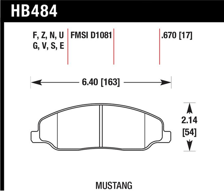 Hawk HP+ Front Brake Pads - Ford Mustang GT, V6, Bullitt, Shelby GT (2005-2014)