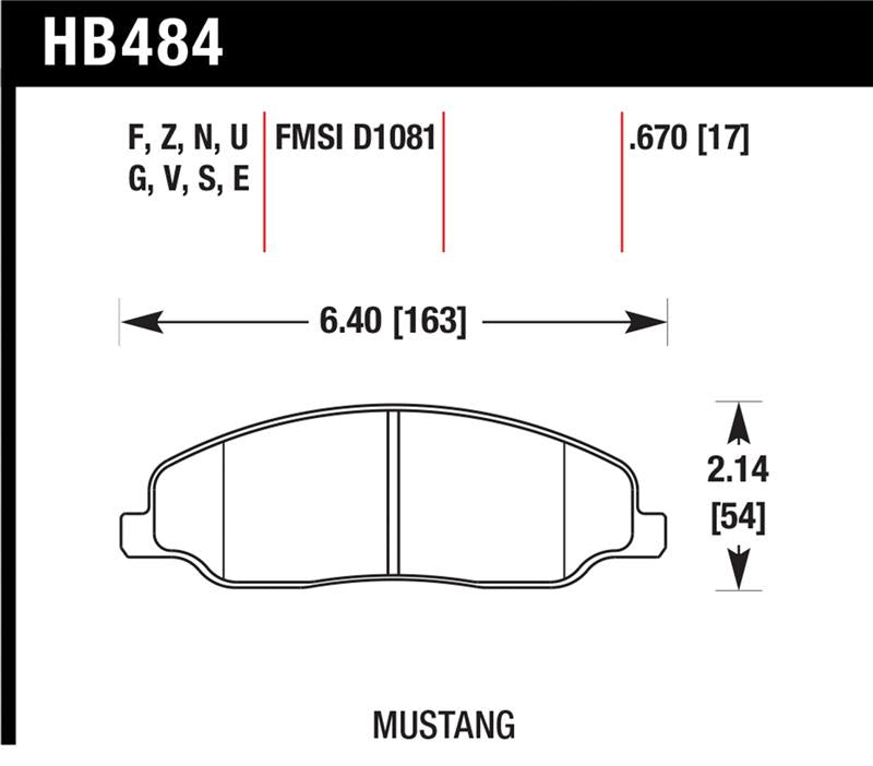 Hawk HP+ Front Brake Pads - Ford Mustang GT, V6, Bullitt, Shelby GT (2005-2014)