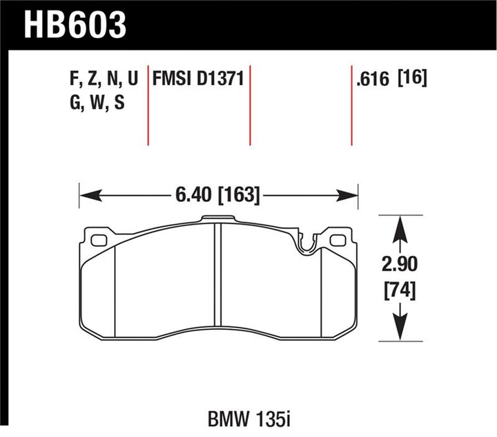 Hawk HP+ Front Brake Pads - BMW 135i / 135is 2008-2013, view 3
