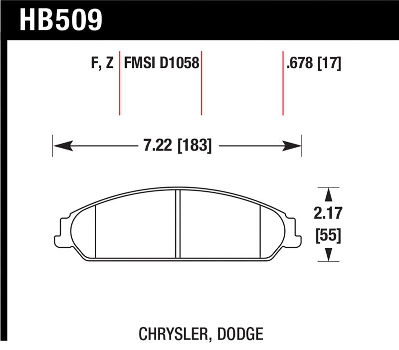 Hawk HPS Brake Pads Chrysler 300 Dodge Charger Challenger 2005-2020 - Front, view 2