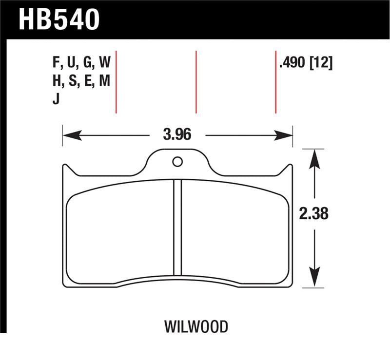 Hawk HPS Brake Pads - Wilwood Calipers (HB540F.490), view 2