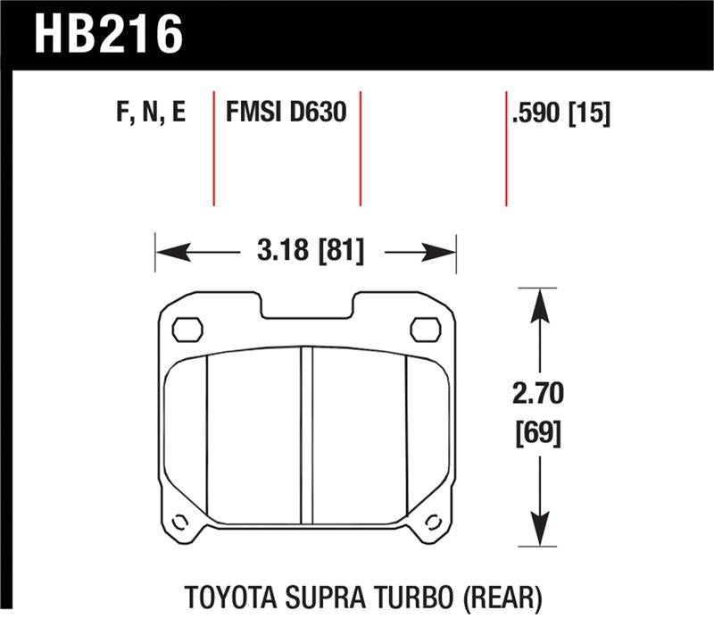 Hawk HPS Rear Brake Pads - Toyota Supra 1993-1998, view 3