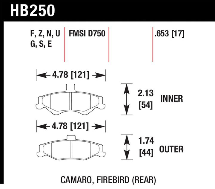 Hawk HPS Rear Brake Pads - Chevrolet Camaro, Pontiac Firebird 1998-2002, view 3