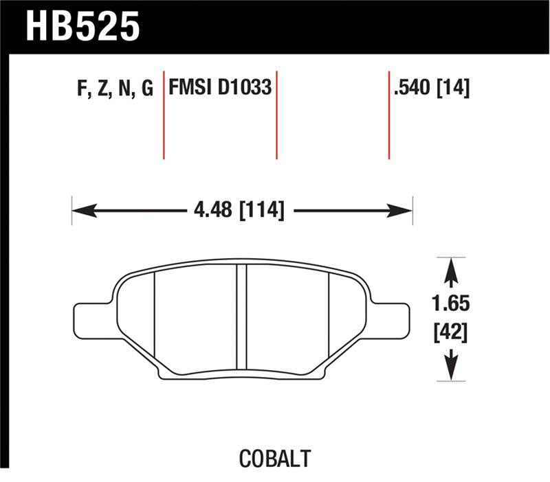 Hawk HPS Rear Brake Pads - Chevrolet Malibu, Cobalt 2004-2012, view 2