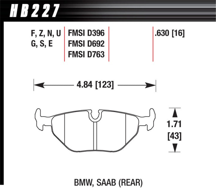 Hawk HT-10 Rear Brake Pads - BMW/Saab 1987-2009