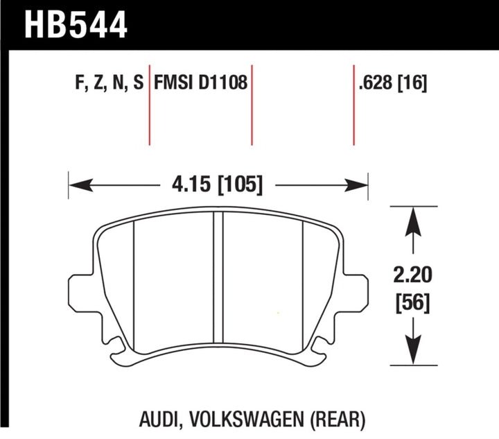 Hawk HT-10 Rear Brake Pads - Volkswagen/Audi 2000-2019