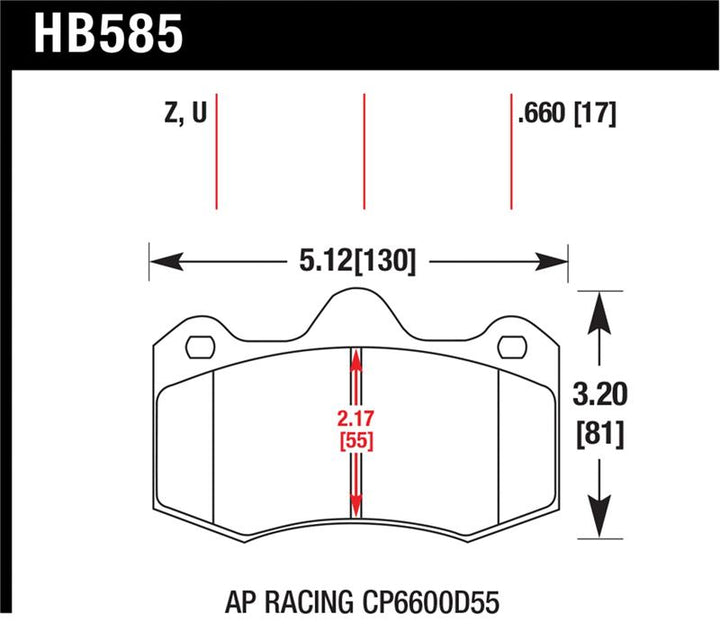 Hawk Performance Ceramic Brake Pads - AP Racing CP6600 Calipers, view 2