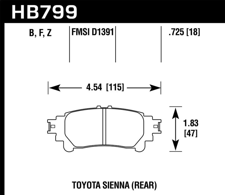 Hawk Performance Ceramic Brake Pads - Rear Toyota Highlander, Sienna, Lexus RX350 (2010-2019)