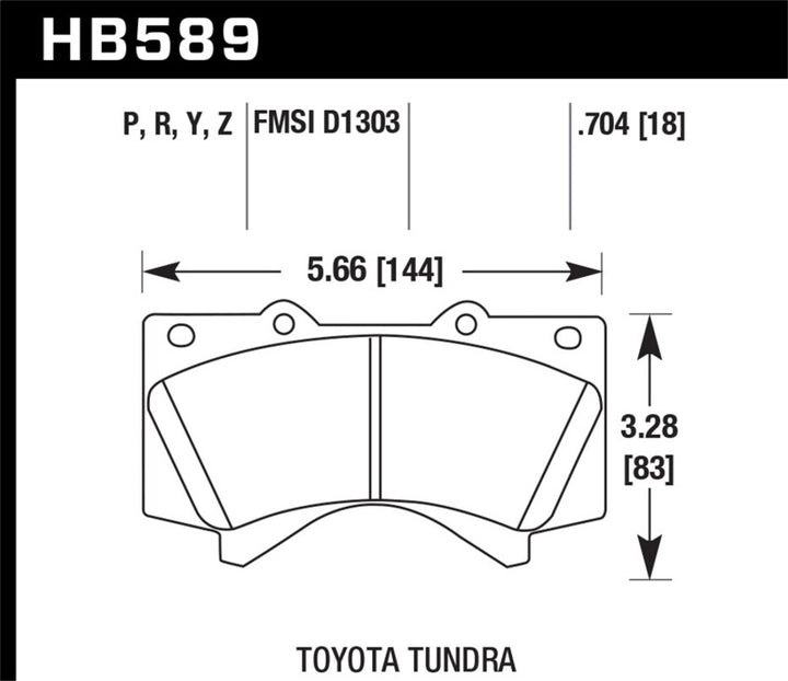 Hawk Performance Ceramic Front Brake Pads - Toyota Tundra, Land Cruiser 2007-2019, view 2