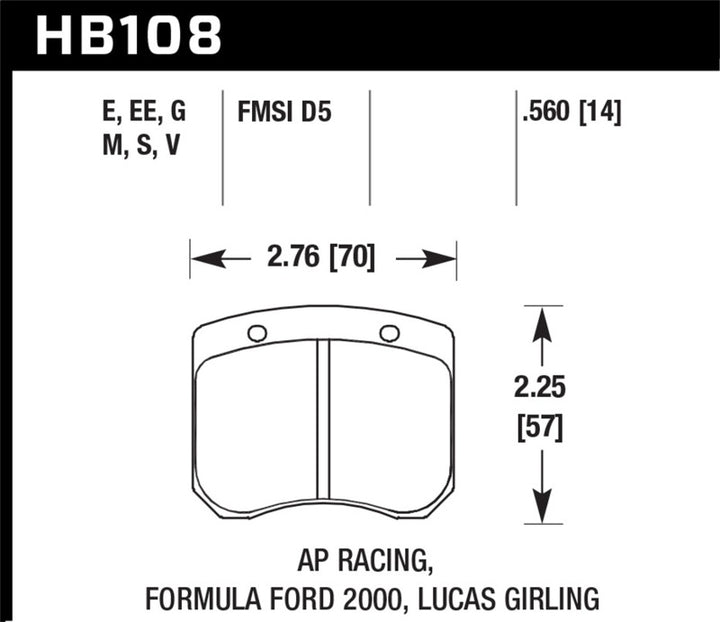 Hawk Performance HPS 5.0 Brake Pads - Front Alfa Romeo Milano, Nissan 350Z, Lotus Elise (1975-2015)