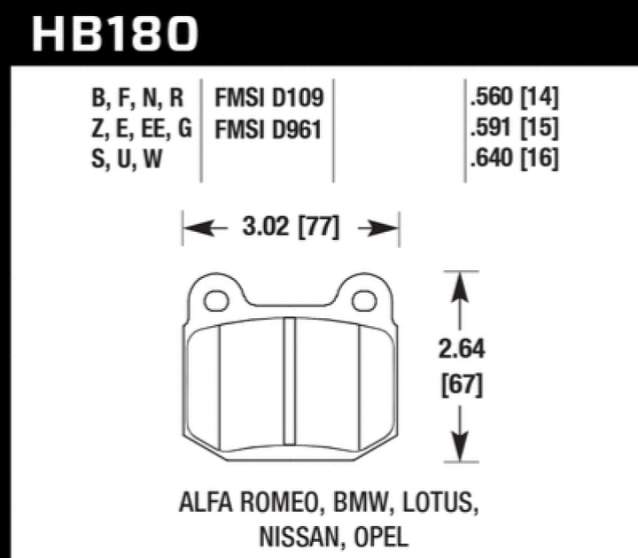 Hawk Performance HPS 5.0 Brake Pads - Front Alfa Romeo Milano, Nissan 350Z, Lotus Elise (1975-2015), view 3