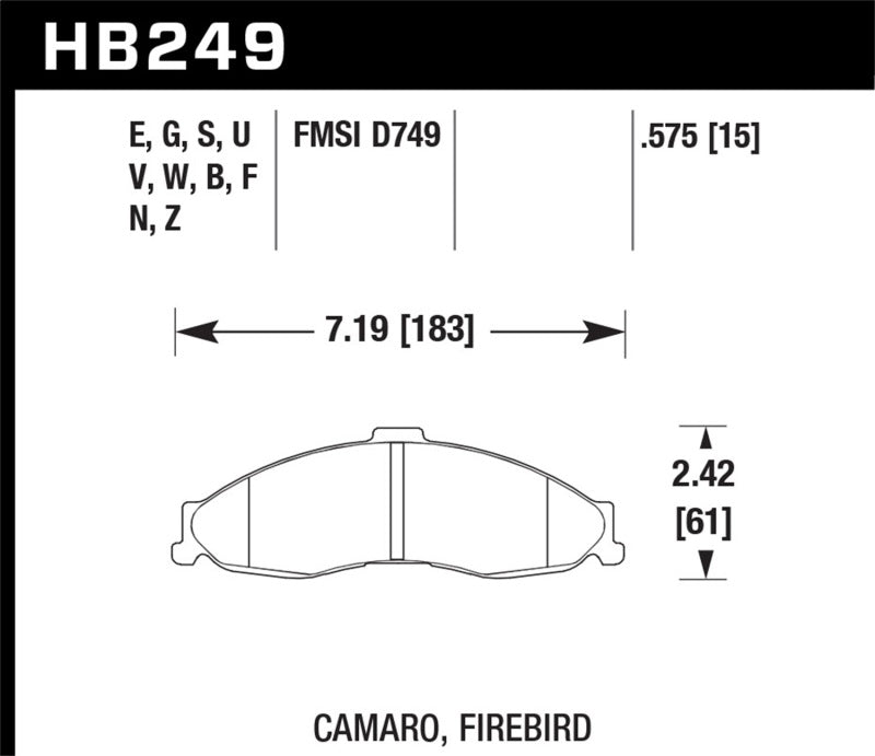 Hawk Performance HPS 5.0 Brake Pads - Front Chevrolet Camaro, Pontiac Firebird (1998-2002)