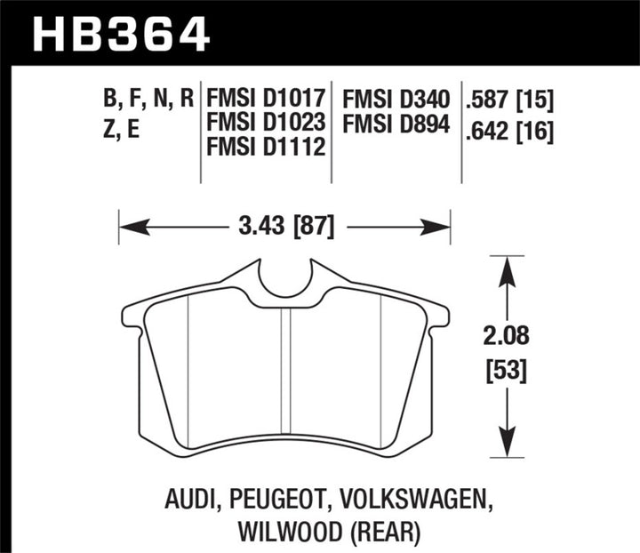 Hawk Performance HPS 5.0 Brake Pads - Rear VW Jetta, Beetle, Golf (1989-2019)