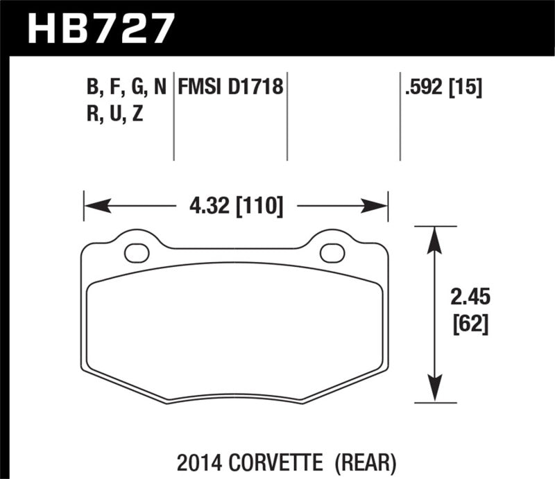 Hawk Performance HPS 5.0 Brake Pads - Rear Chevrolet Corvette, Camaro (2014-2018)