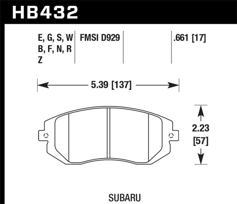 Hawk Performance HPS Brake Pads - Front Subaru Outback, Impreza, Forester (2002-2012)