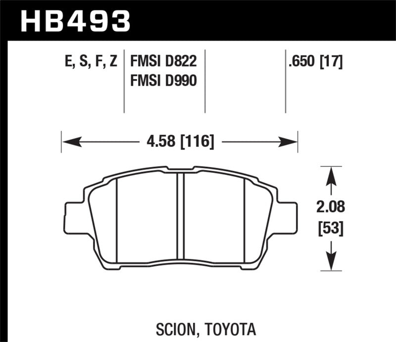 Hawk Performance HPS Brake Pads - Front Scion iQ, Toyota Celica, Prius (2000-2015)