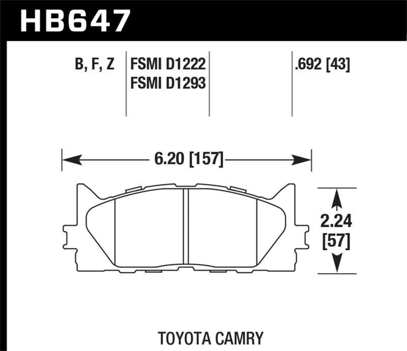 Hawk Performance HPS Brake Pads - Front Toyota Avalon, Camry, Lexus ES300h (2007-2018)