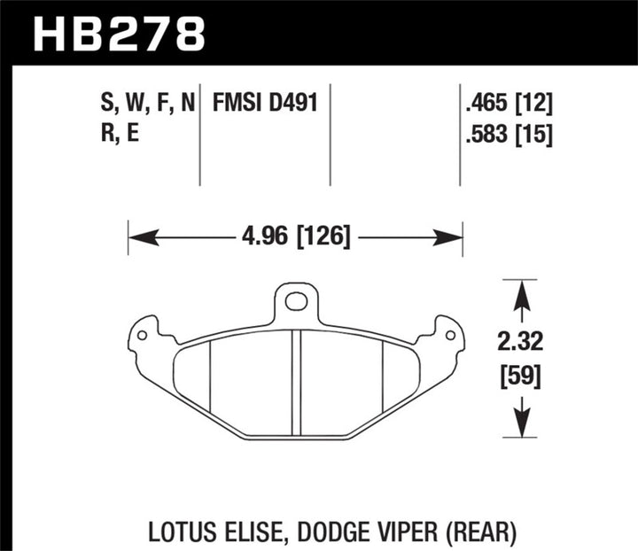 Hawk Performance HPS Rear Brake Pads - Dodge Viper (1992-2000)