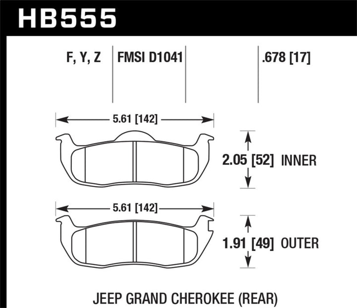 Hawk Performance Rear Brake Pads - Nissan Armada, TITAN, Jeep Commander (2004-2017)