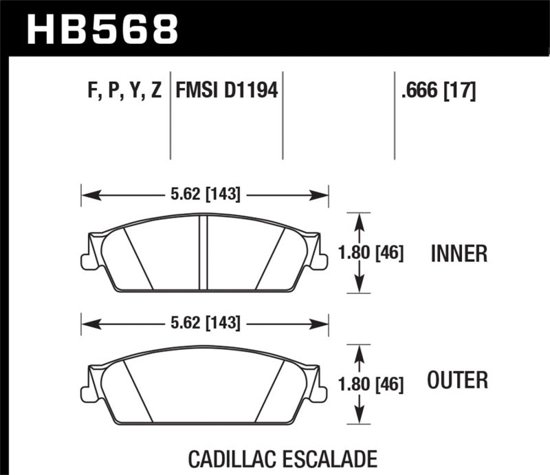 Hawk Super Duty Rear Brake Pads - Cadillac Escalade, Chevrolet Silverado 1500 2007-2015, view 2
