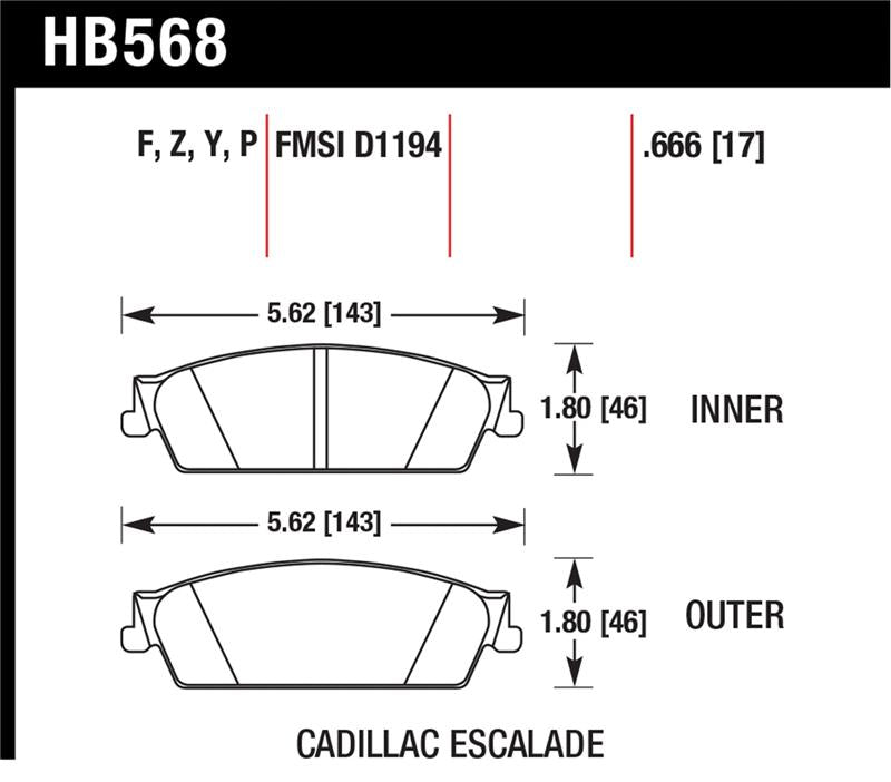 Hawk Super Duty Rear Brake Pads - Cadillac Escalade, Chevrolet Silverado 1500 2007-2015, view 3