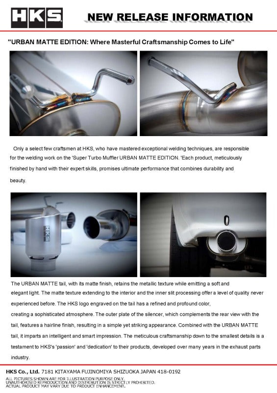 HKS Super Turbo Muffler Urban Matte Edition Exhaust - Nissan Skyline GT-R (BNR32) 1989-1994, view 3
