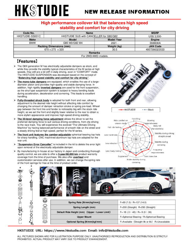 HKS x Studie HKSTUDIE Coilovers - BMW M3 / M4 (G80/G82) 2021-2024, view 7