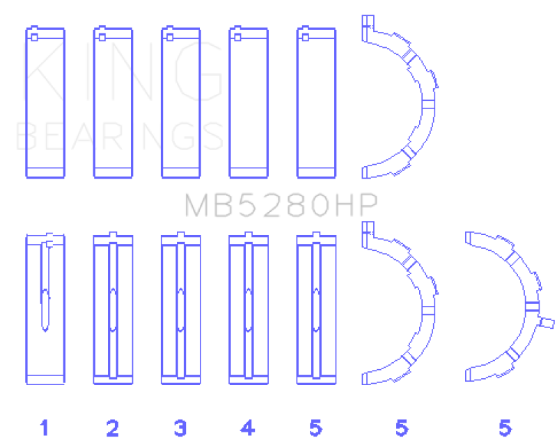 King HP Series Main Bearing Set - Ford Modular V8 4.6L/5.4L 1991-2016 (Will Not Fit 2013-2014 GT500) - Performance