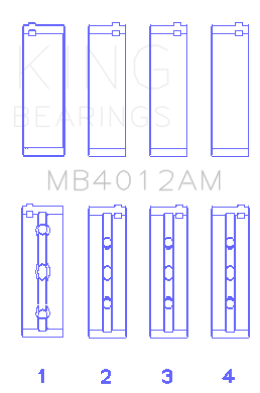 King Main Bearing Set - Toyota 5VZ-FE 3.4L V6 Crankshaft (Size STD), view 2