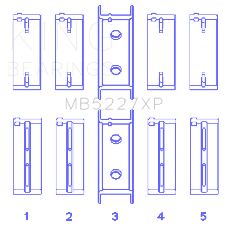 King Main Bearing Set - Mitsubishi 4G63 4G64 6-Bolt 1st Gen DSM - +0.25mm, view 2