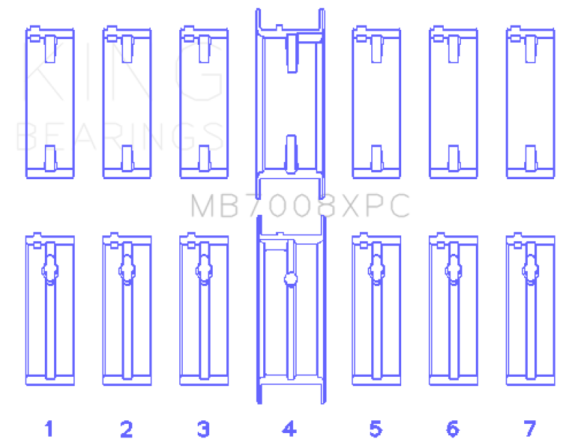 King Main Bearing Set - Nissan RB25DET 2.5L 24V - STD, view 2