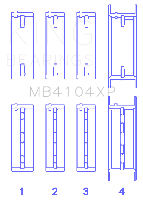 King XP Series Main Bearing Set - VG30DE/VG30DETT Performance Size STDX Nissan 300ZX Frontier Maxima Xterra Pathfinder J30