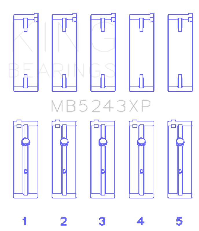 King XP Series Main Bearing Set - Nissan SR20DE/DET (2.0L) 1991-2002 - Performance (+0.25mm)