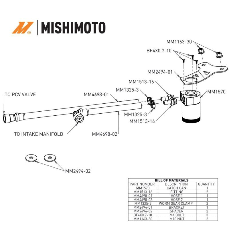 Mishimoto Baffled Oil Catch Can PCV Side - Ford Mustang 2.3L EcoBoost 2024-2026, view 3