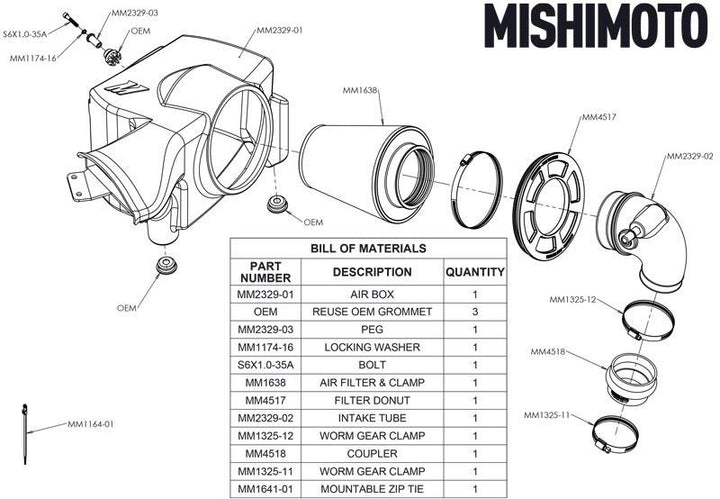 Mishimoto Performance Air Intake - Ford Ranger 2.3L EcoBoost 2019-2023 - Oiled Filter, view 5
