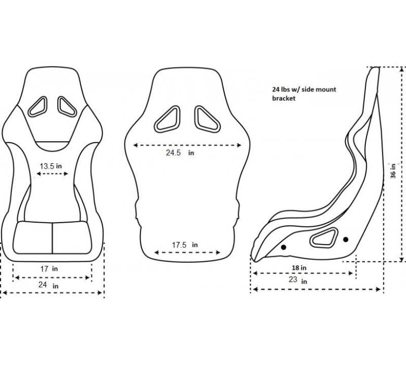 NRG FRP Bucket Seat - X-Large - Black, view 4