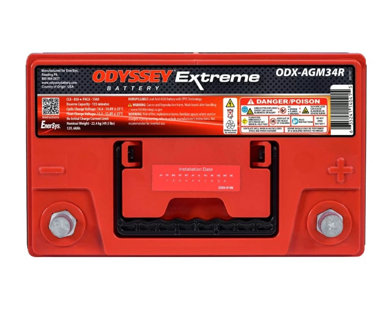 Odyssey Extreme Series AGM Battery - Group 34R, 850 CCA, view 3